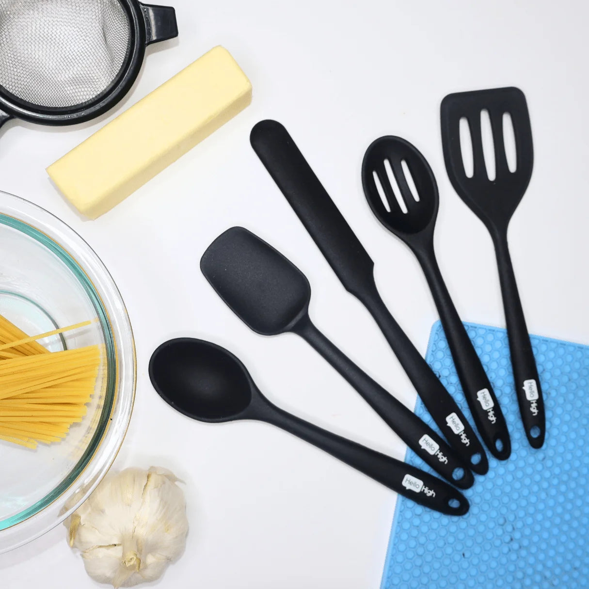 5pc Silicone Kitchen Utensils - Black