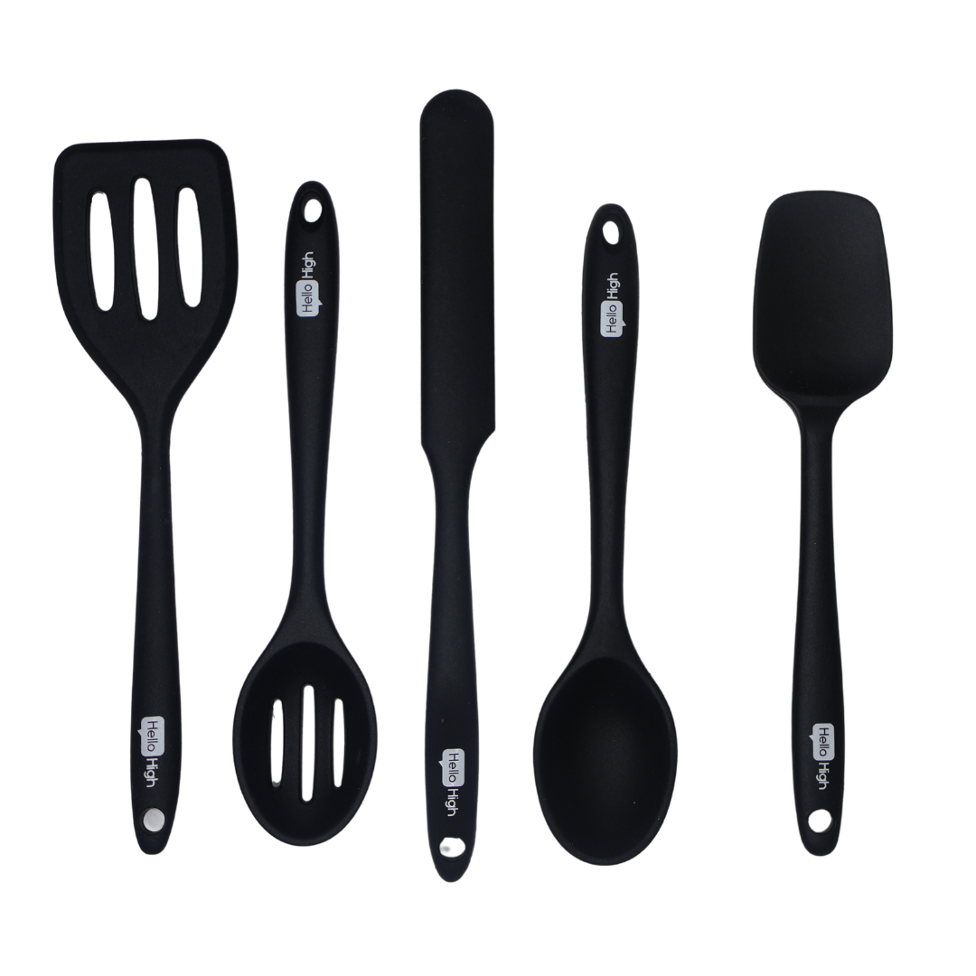 5-Piece Small Silicone Kitchen Utensils - Black