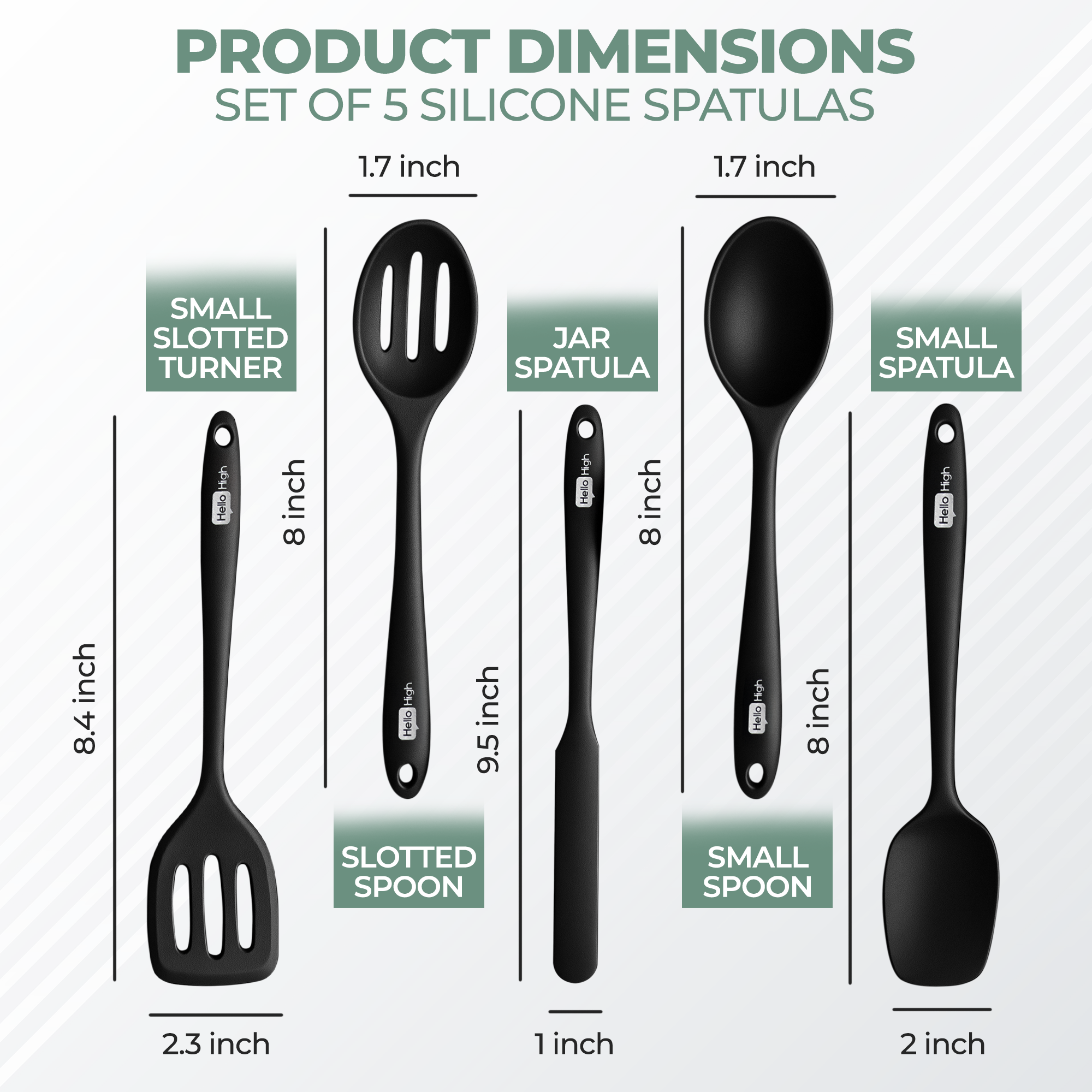 5-Piece Small Silicone Kitchen Utensils - Black
