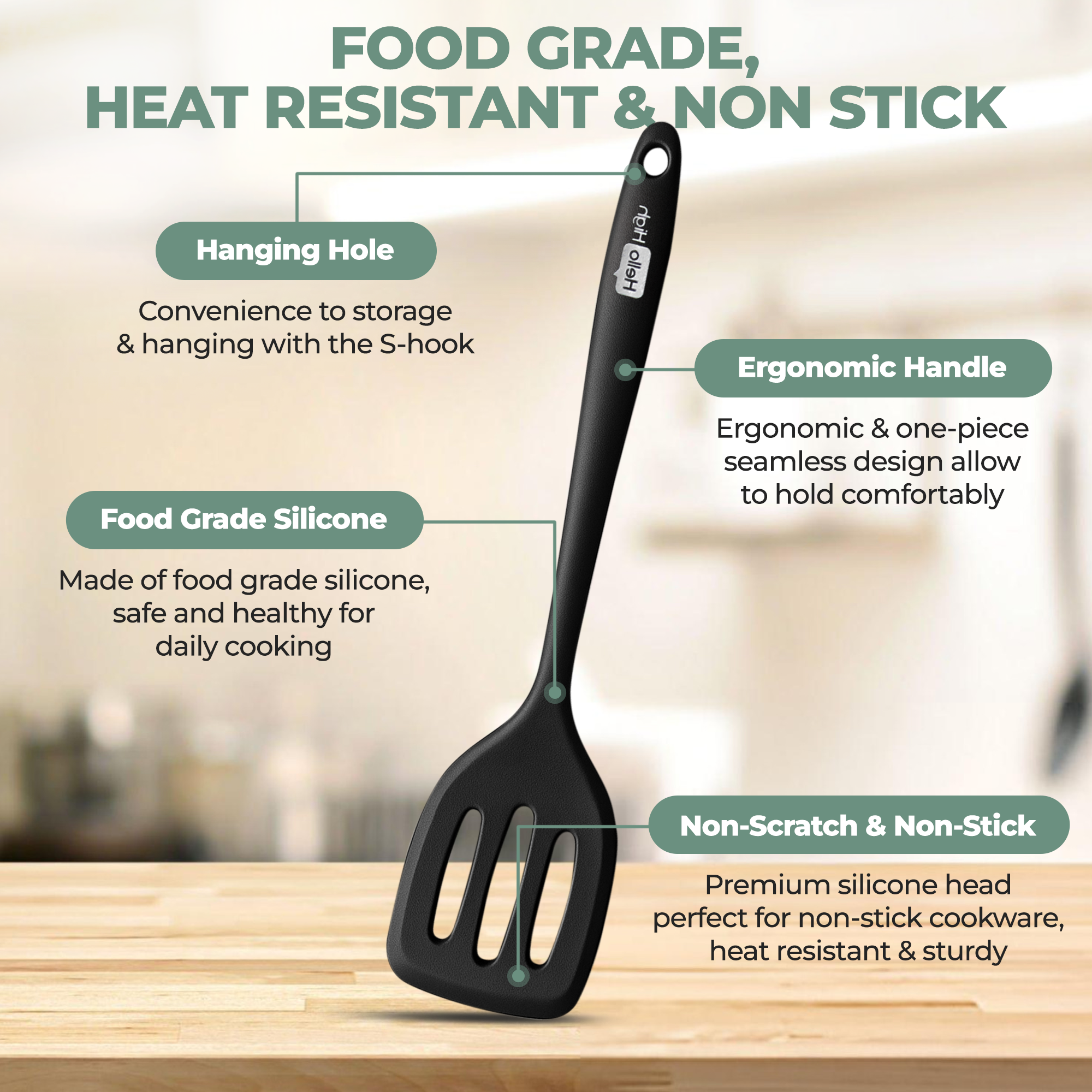 5-Piece Small Silicone Kitchen Utensils - Black