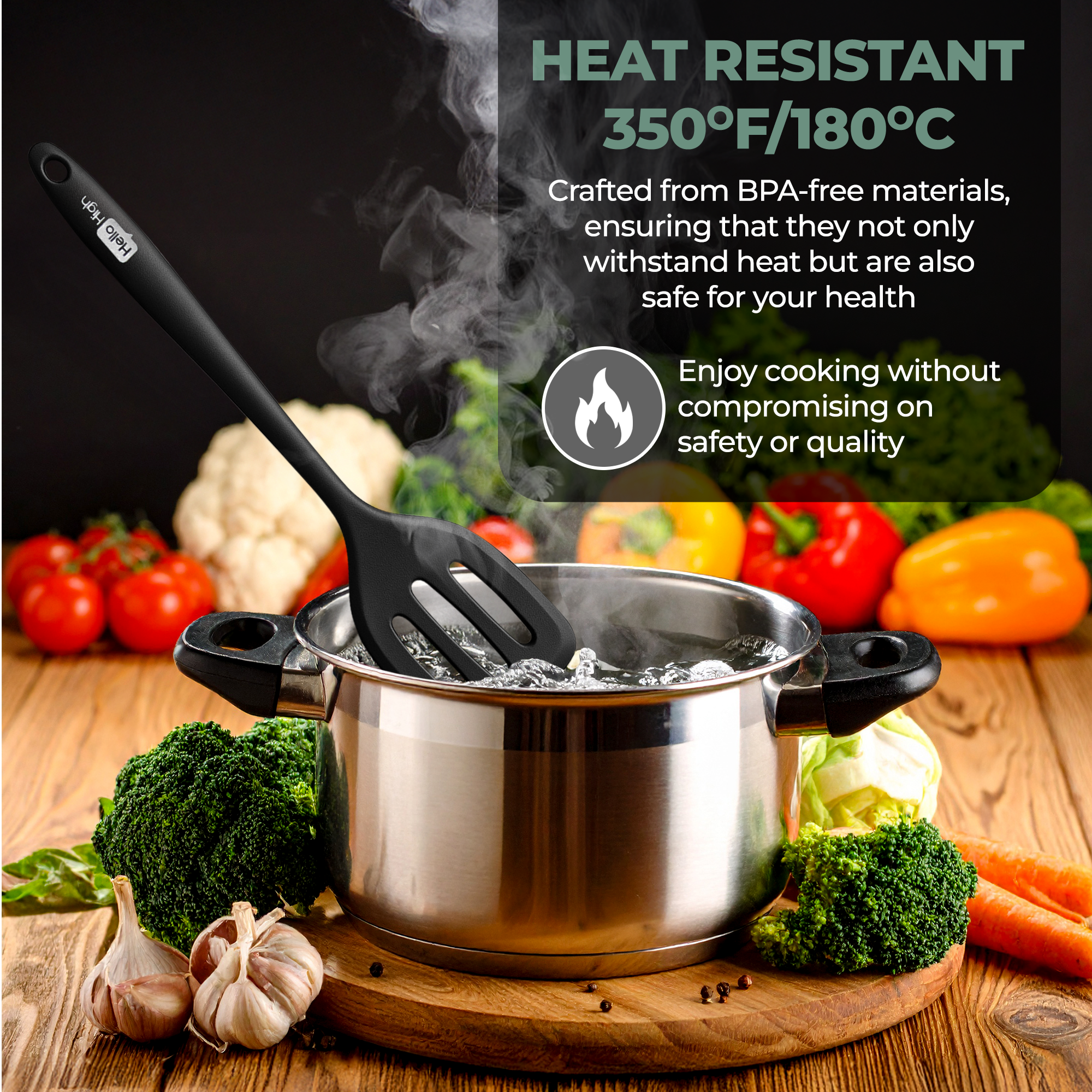 5-Piece Small Silicone Kitchen Utensils - Black