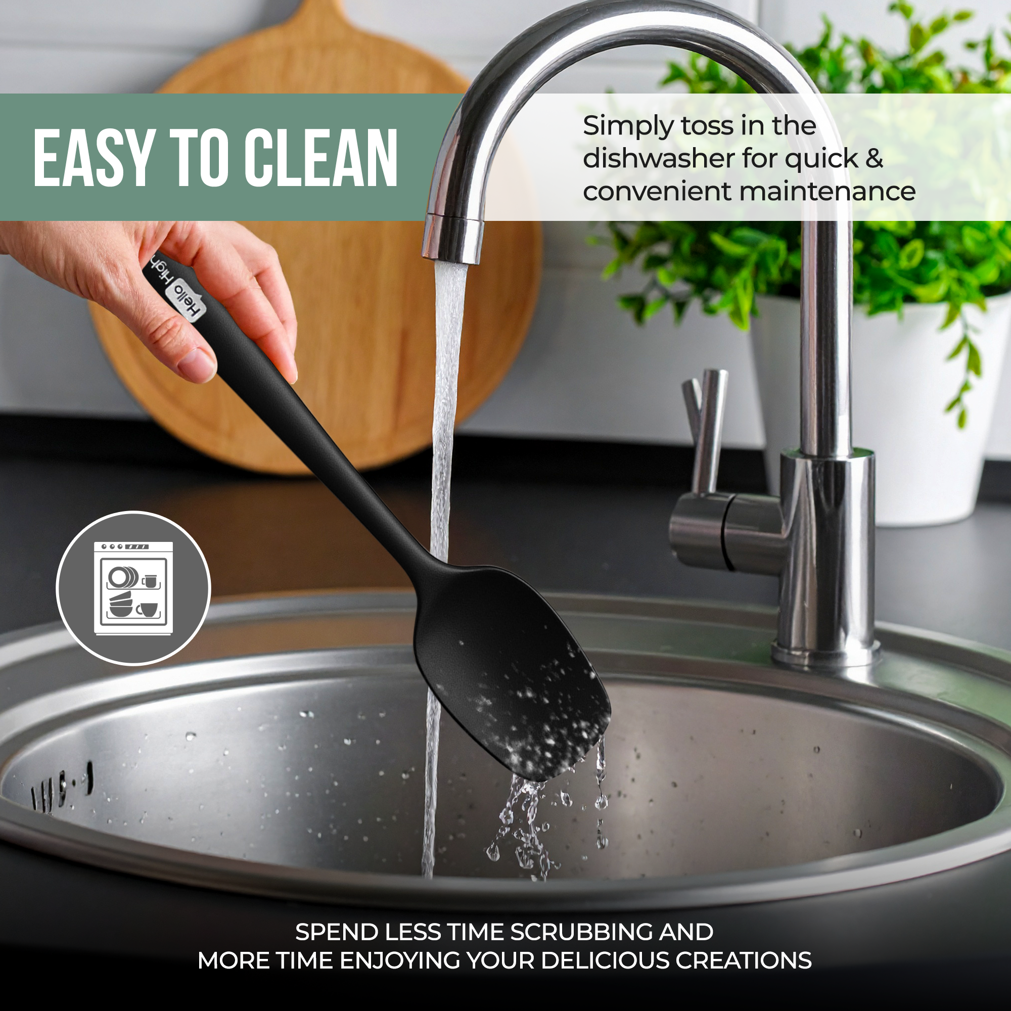 5-Piece Small Silicone Kitchen Utensils - Black