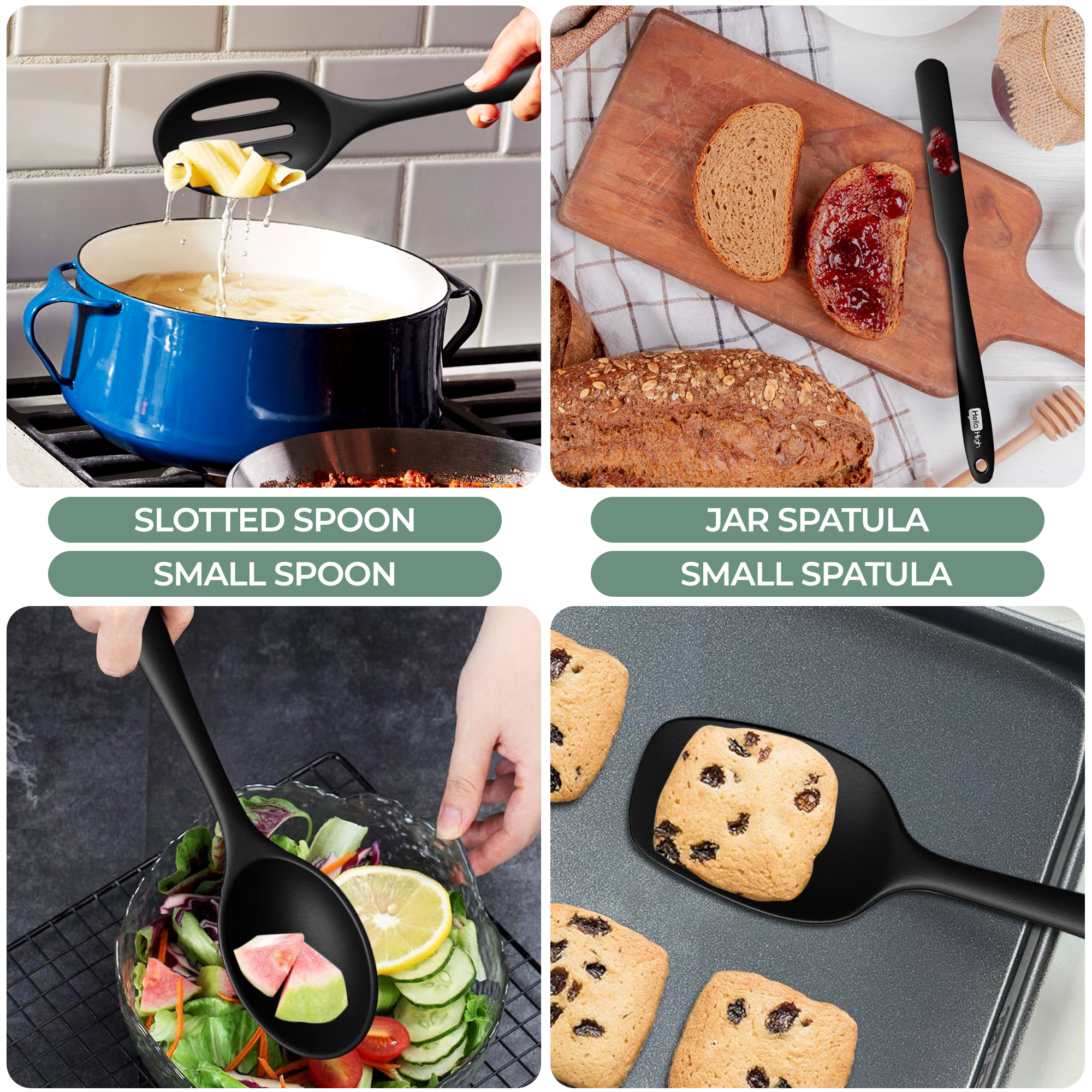 5-Piece Small Silicone Kitchen Utensils - Black