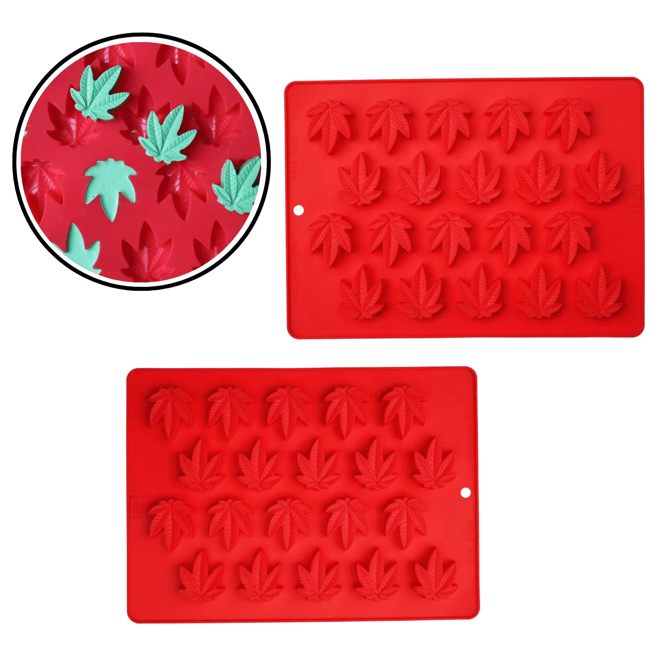 2pc Marijuana Leaf Silicone Candy Molds 40/pcs